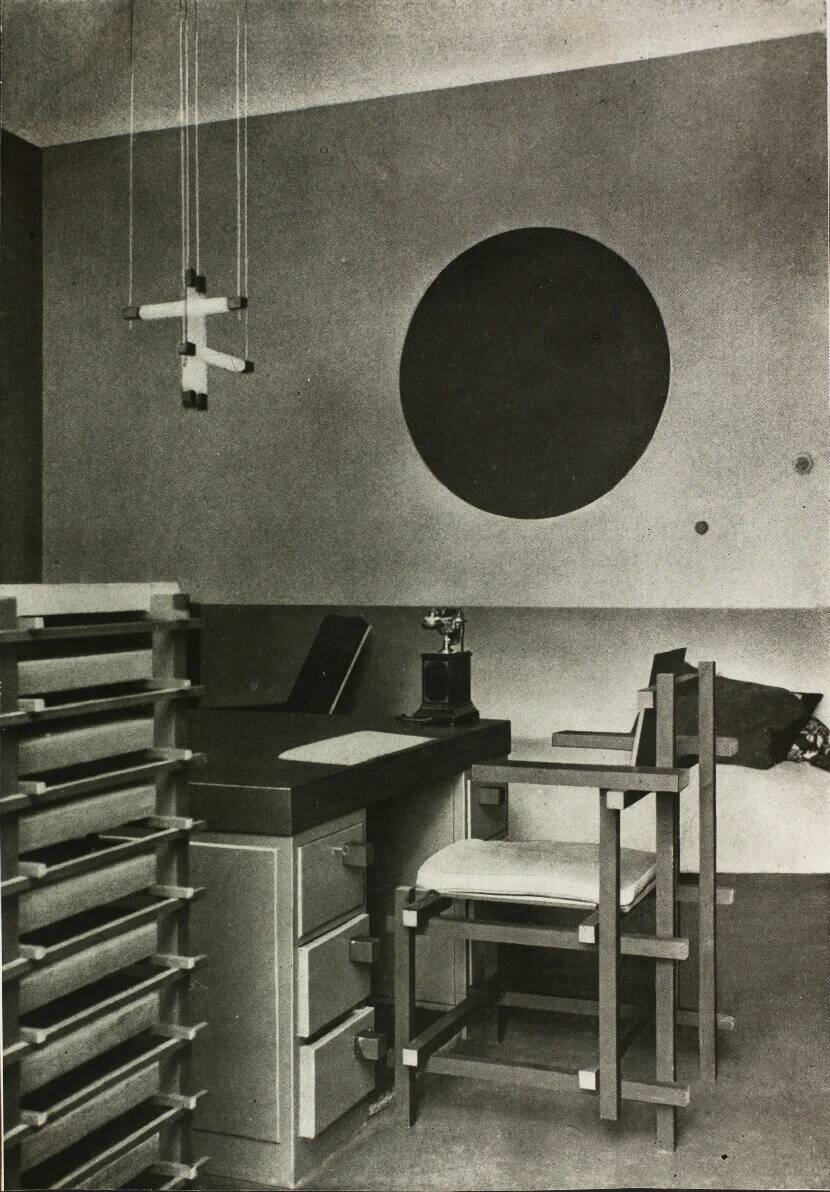 Vintage Gerrit Rietveld high chair replica, 1980s