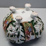 Soupière sur pied de lion en céramique Italienne, style antique capodimonte