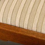 Dutch Art Deco Amsterdam School Armchairs in solid Oak and striped fabric