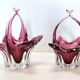 Paire de bonbonnières en verre de Murano rose, Italie
