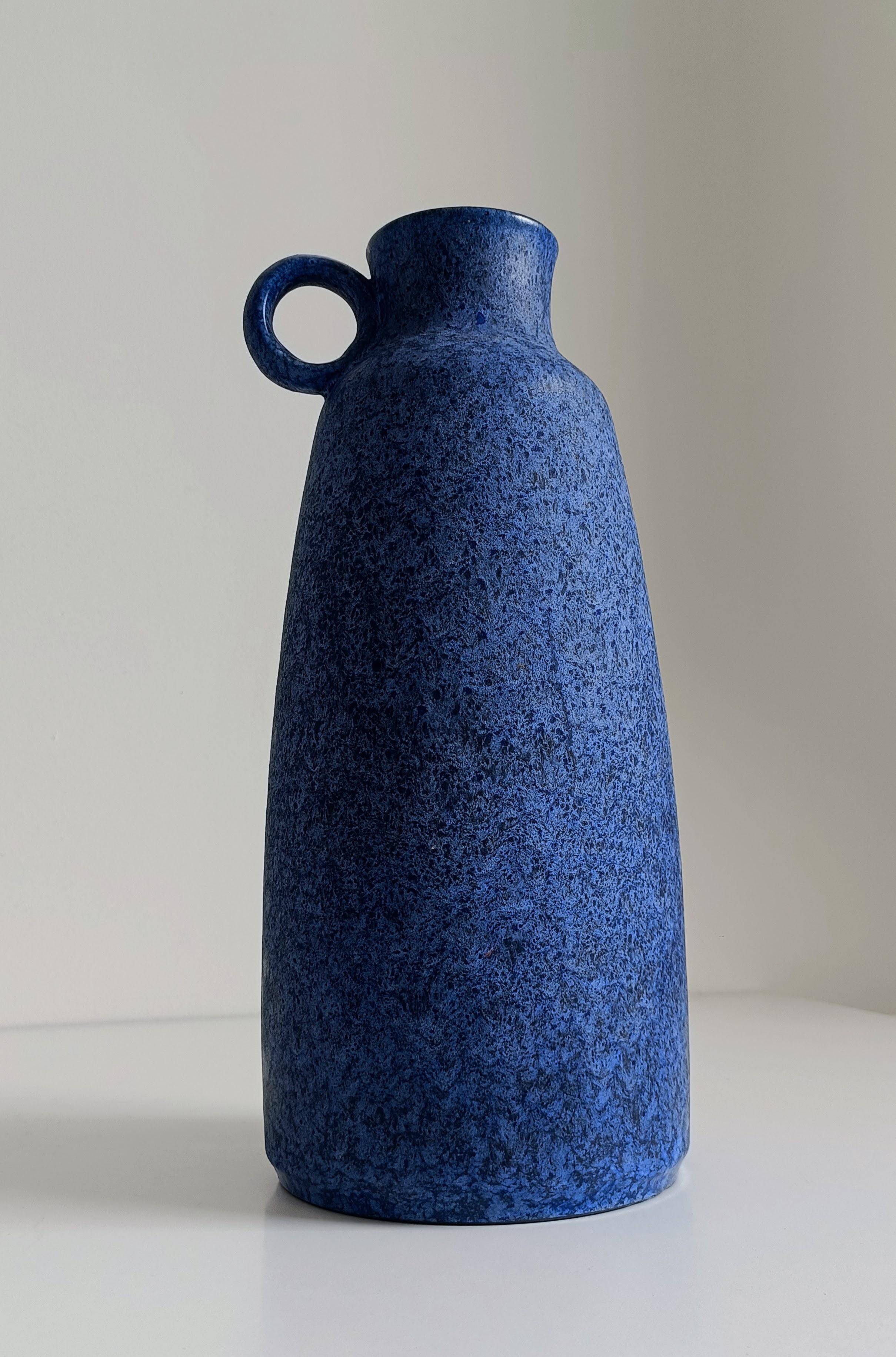 Mid-Century Ceramic Jug Vase by Ceramano, Blue Glaze, West Germany