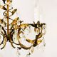 Vintage gold leaf crystal chandelier with 6 lights, 1950s.