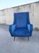 Blue velvet armchair, 1950s