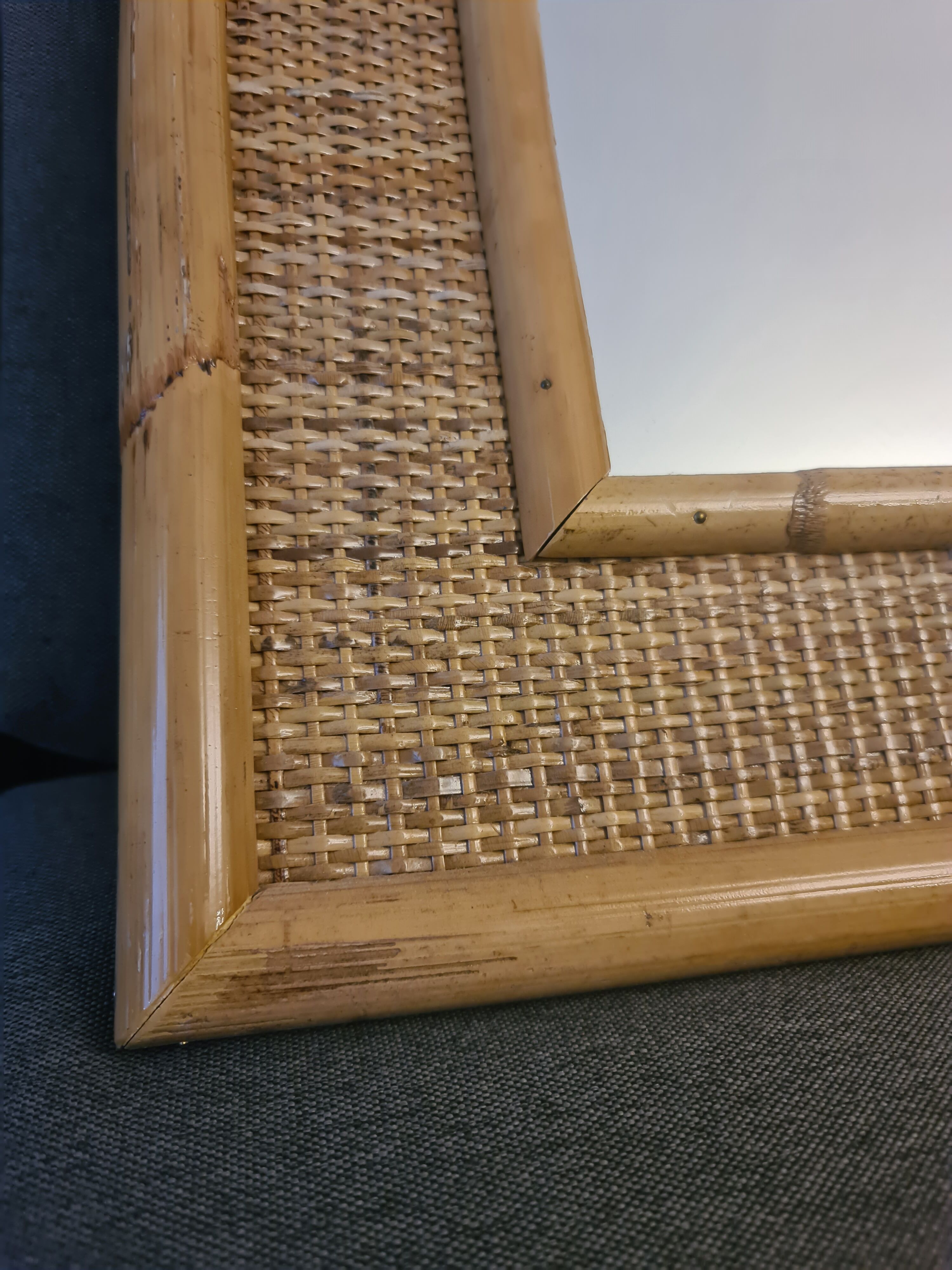 Vintage Mirror Dal Vera Bamboo Rattan 1970