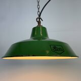 Industrial Green Enamel Factory Pendant Lamp from Revo, 1950s