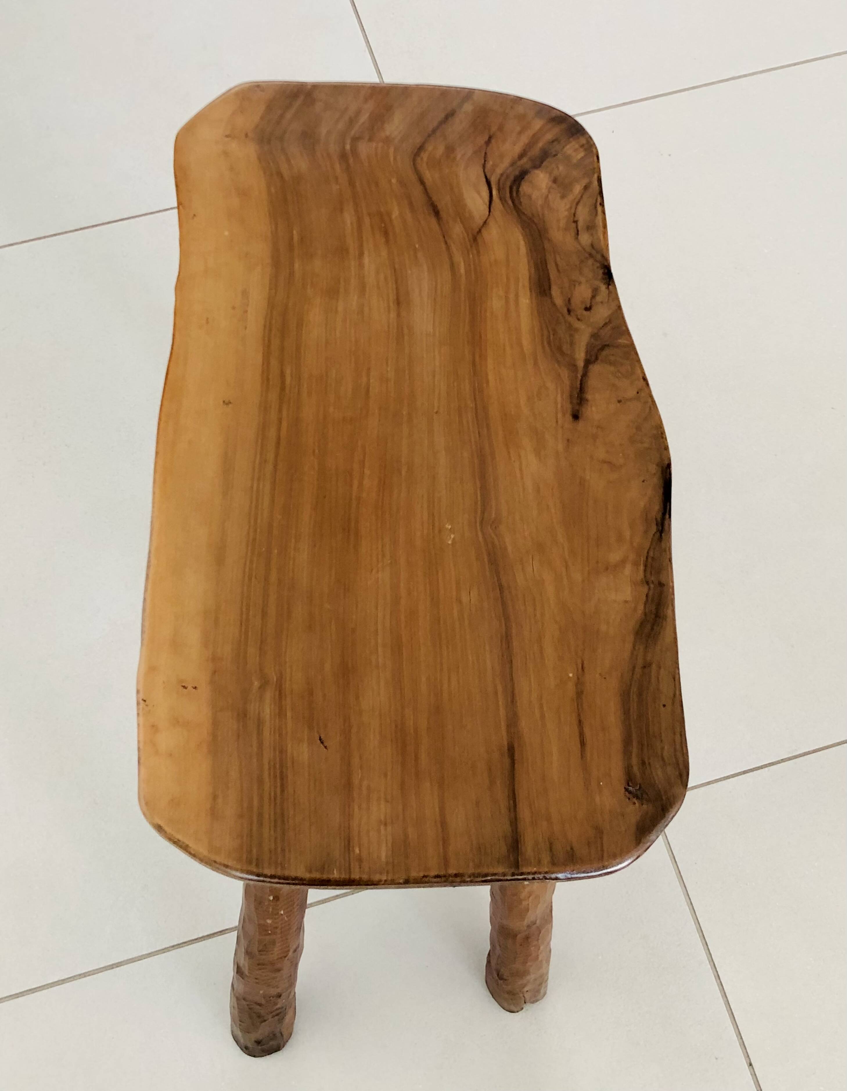 Olive wood stool, France 1970s