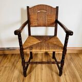 Wood and straw armchair