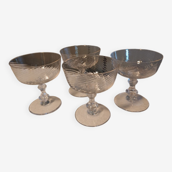 Set of 4 Baccarat crystal champagne glasses XXth