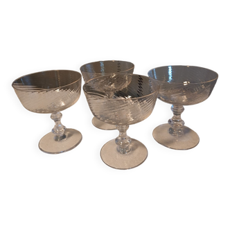 Set of 4 Baccarat crystal champagne glasses XXth