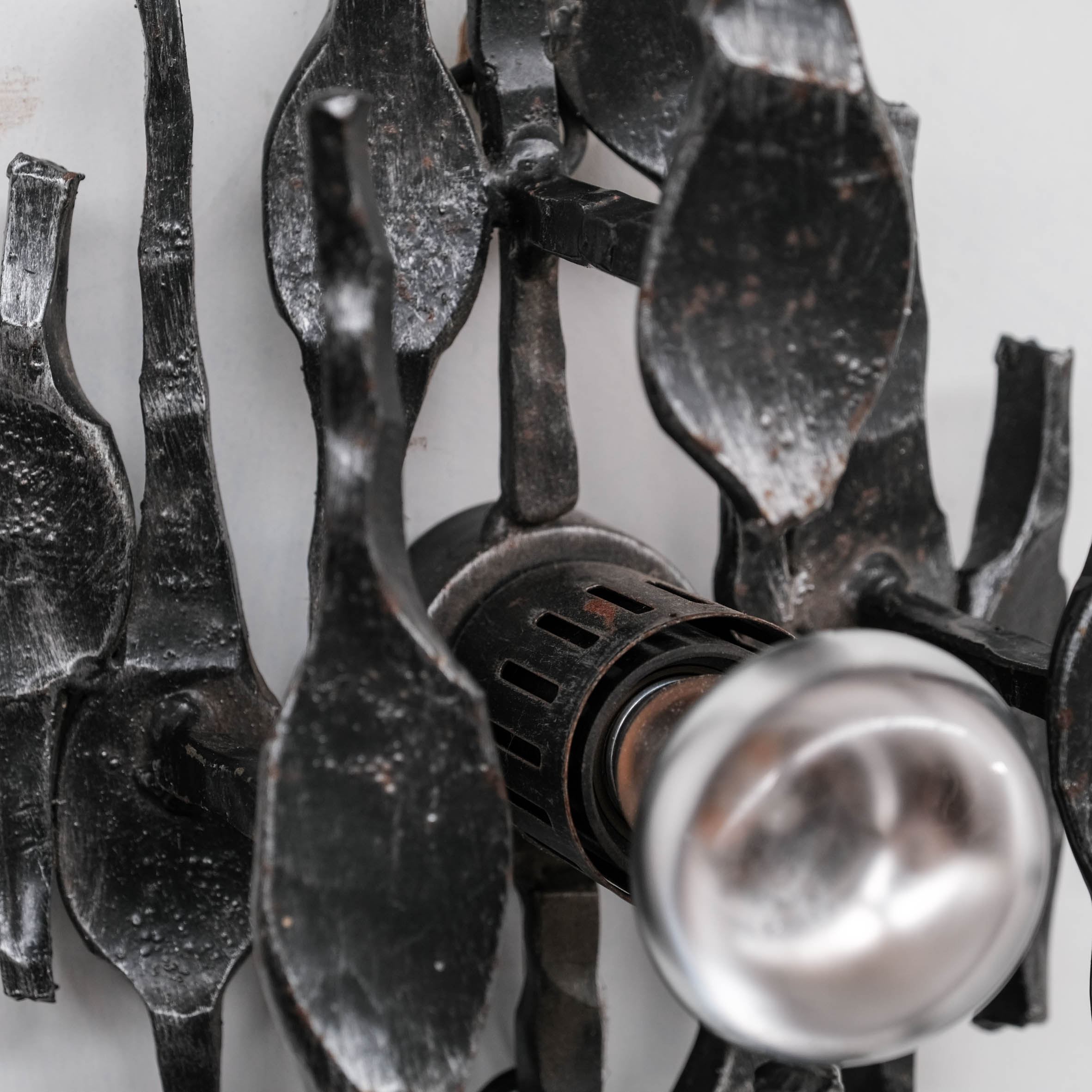 Brutalist Iron Single Mid-Century Belgium Wall Light