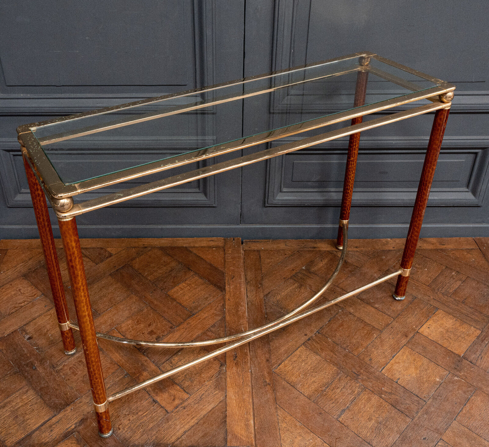 Console Lancel 4 feet 1 tray marbled columns gilded metal