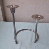 Double candlestick in silver-plated metal