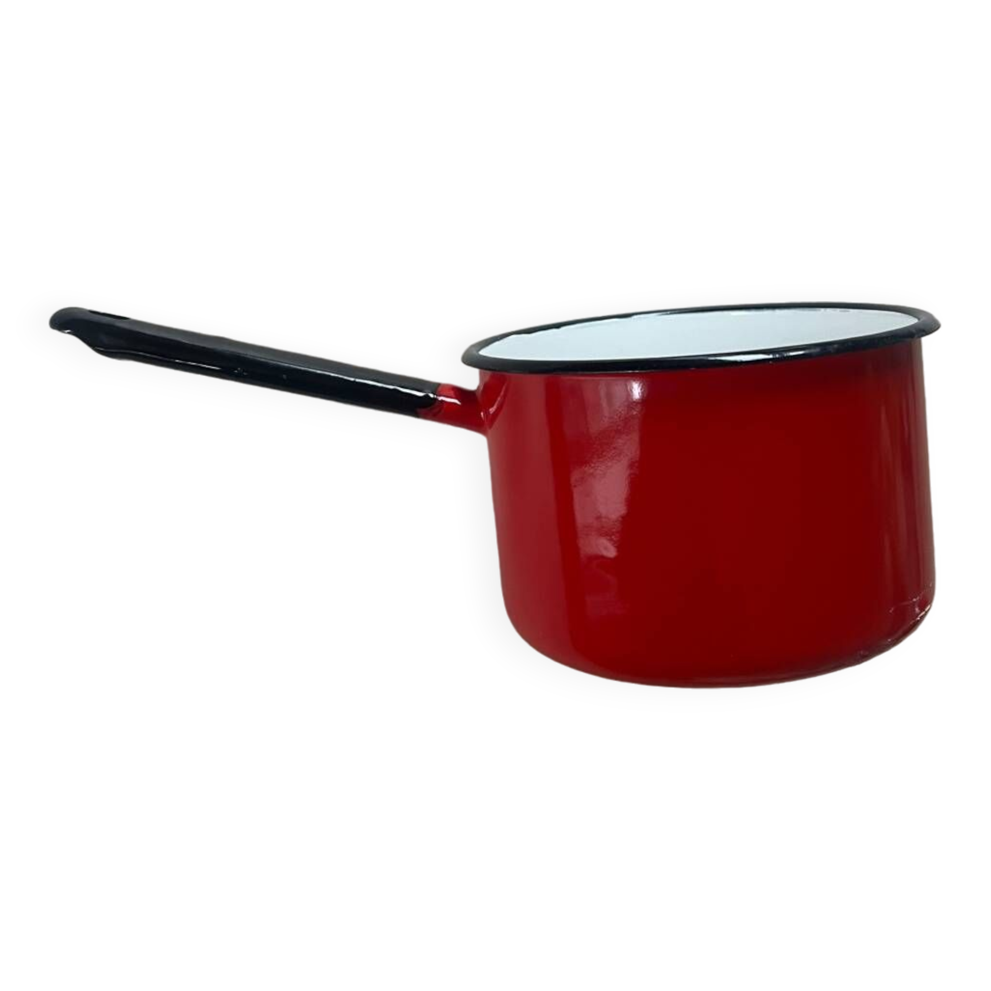 Vintage saucepan, in red enamel made in Finland