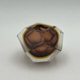 Murano Sommerso- Handmade Glass Vase in Hazelnut Brown and Gold, 1960s