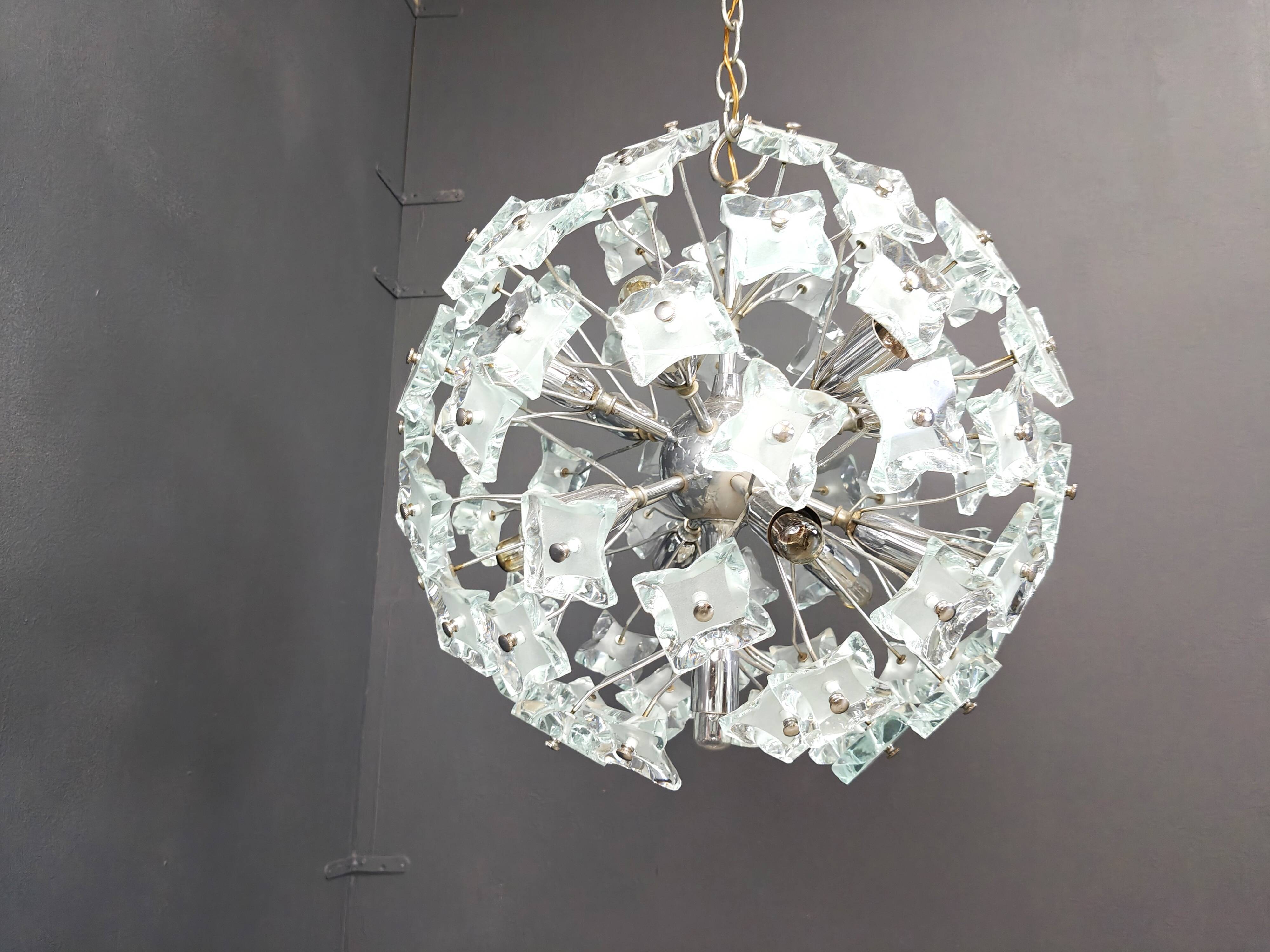 Mid century glass sputnik chandelier, 1970s