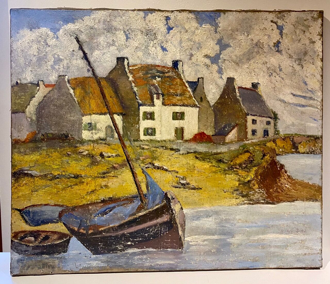 Tableau ancien , paysage breton xx siècle