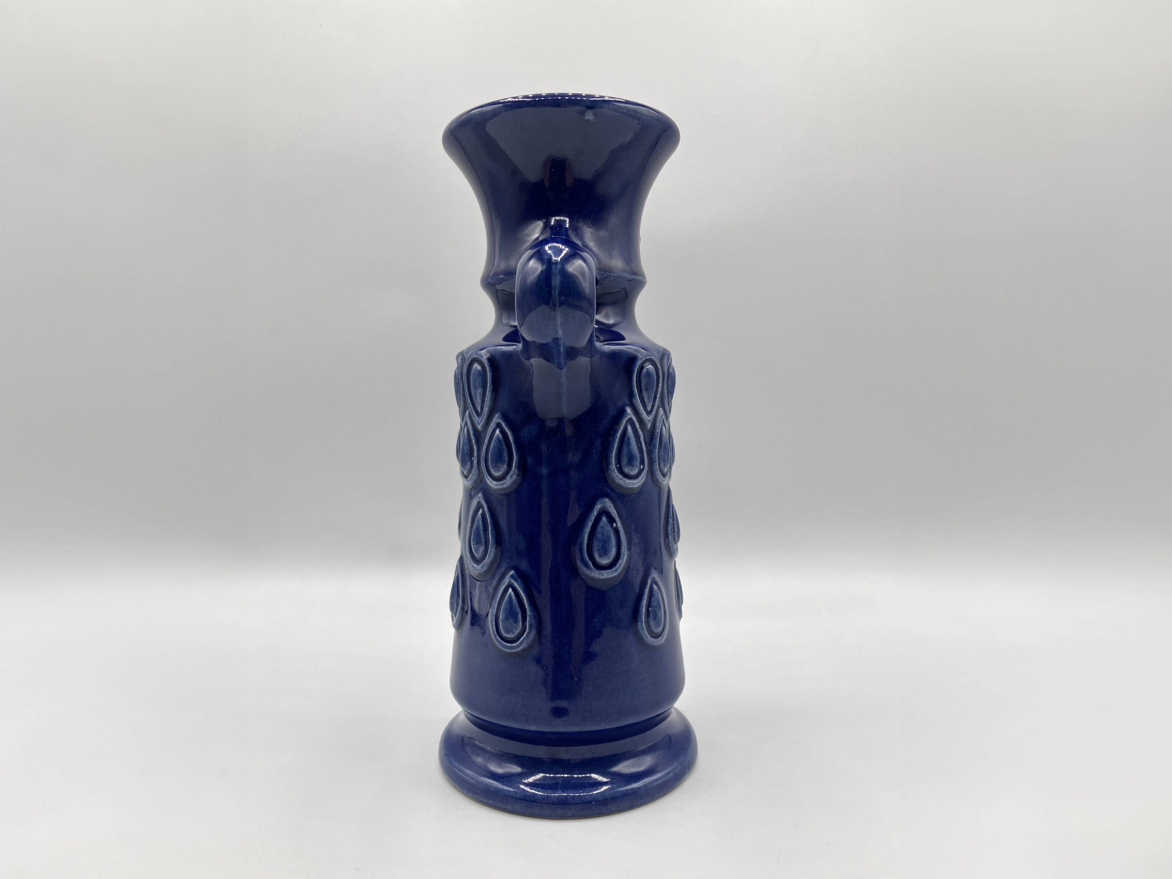 JASBA vase/pitcher/jug in blue glazed ceramic • West Germany • Circa 1960
