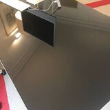 Bureau en verre rétro laqué noir et alu brillant