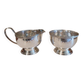 Vintage silver-plated sugar bowl and cream jug by Viners of Sheffield.