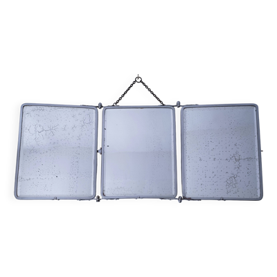 Miroir triptyque chrome patine début XXème