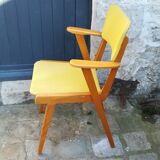 Chair wood and yellow vinyl