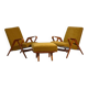 Set of two armchairs and pouf – Mid-century Modern (circa 1950). Three-piece set.