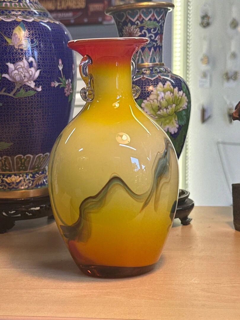 Glass vase – Handmade – Decoration – Yellow orange gradient