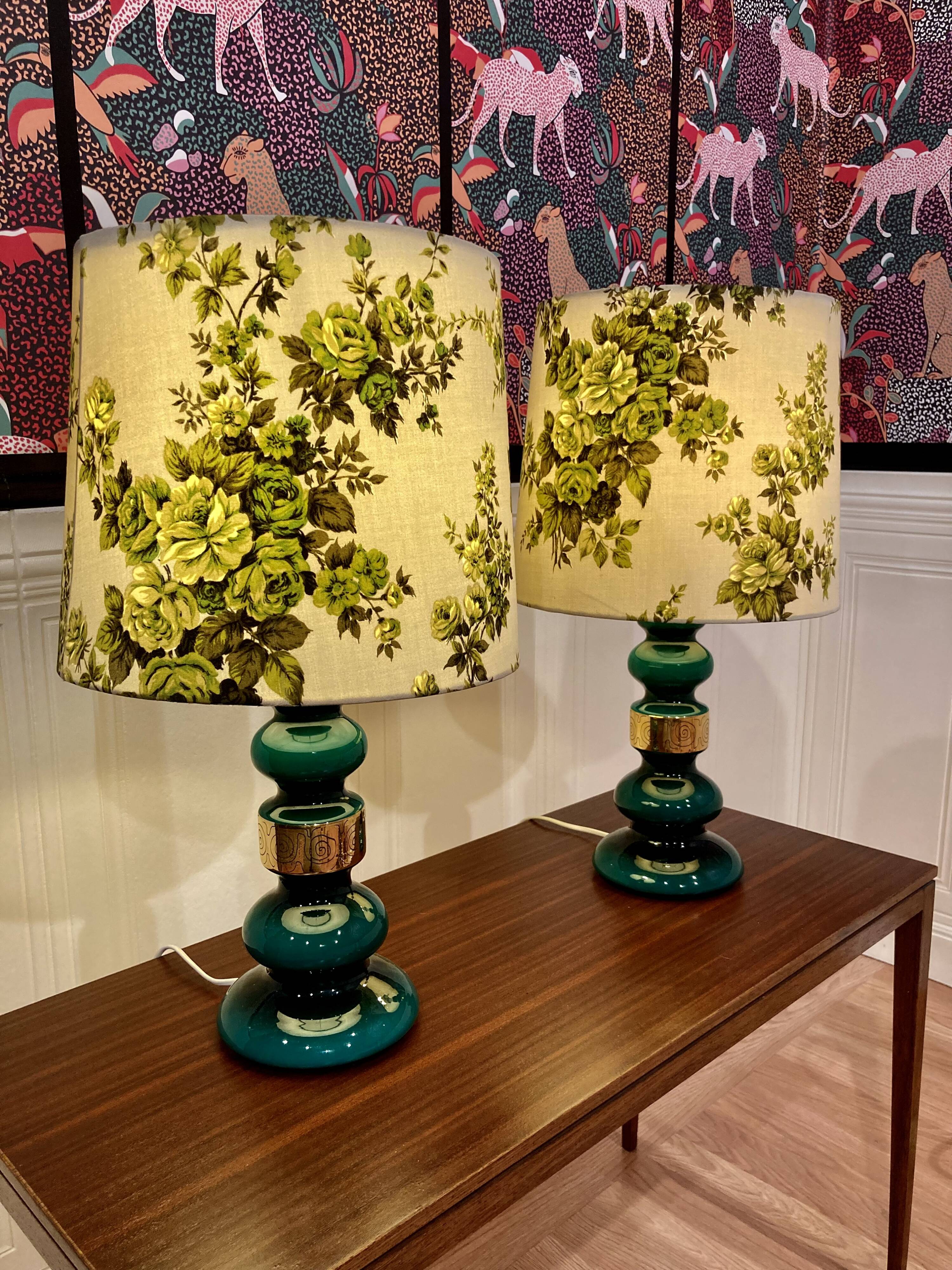 Paire de lampes verre Design scandinave 1950.