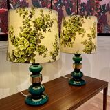 Paire de lampes verre Design scandinave 1950.