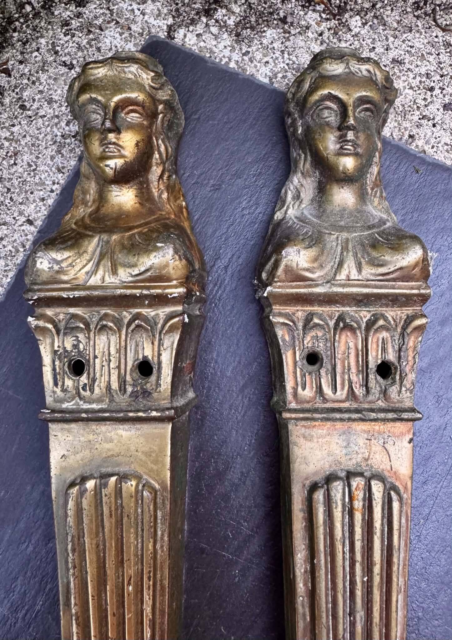 2 bronze Art Nouveau furniture ornaments