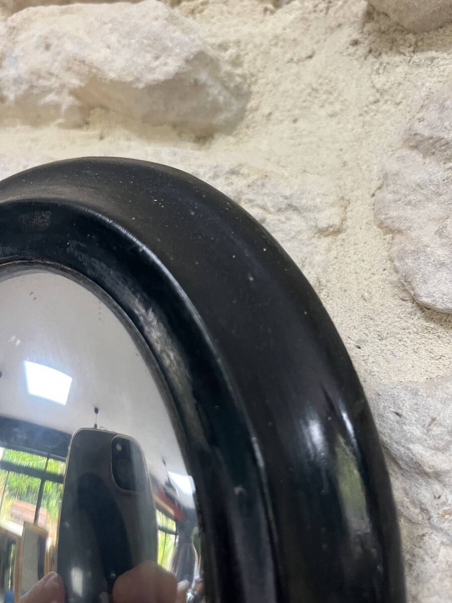 Witch mirror from the Napoleonic III era, 23/16.5cm, black, glass, curiosity, antique mirror, decoration.