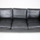 1960s Danish Black Leather 3-Seater Sofa