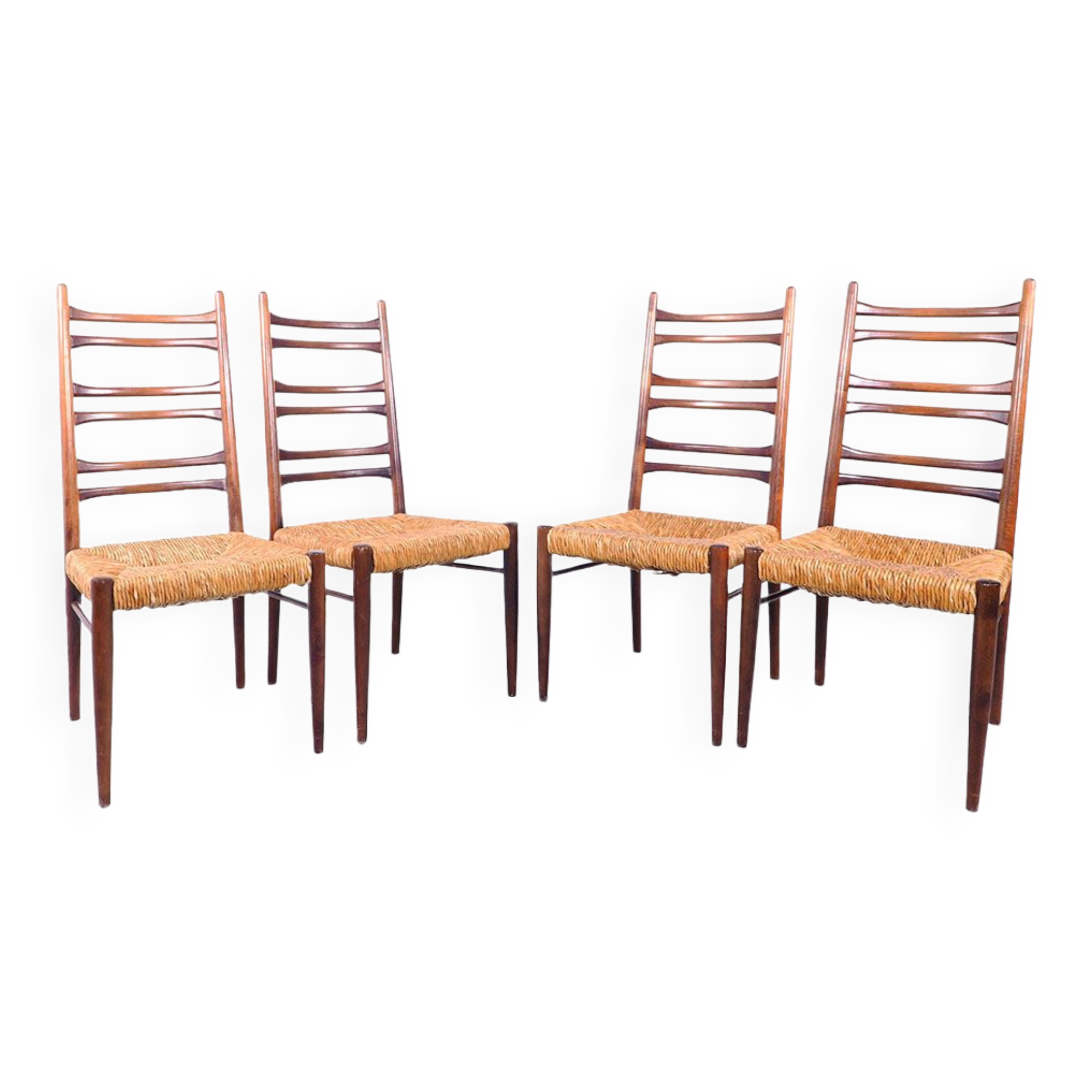 Teak and wicker dining chairs, 1960s