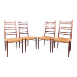 Teak and wicker dining chairs, 1960s