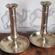 Duo of old brass candle holders
