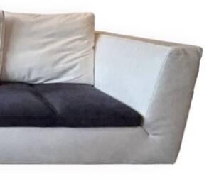 Leather sofa, white leather sofa by Ligne Roset, Feng model by Didier Gomez
