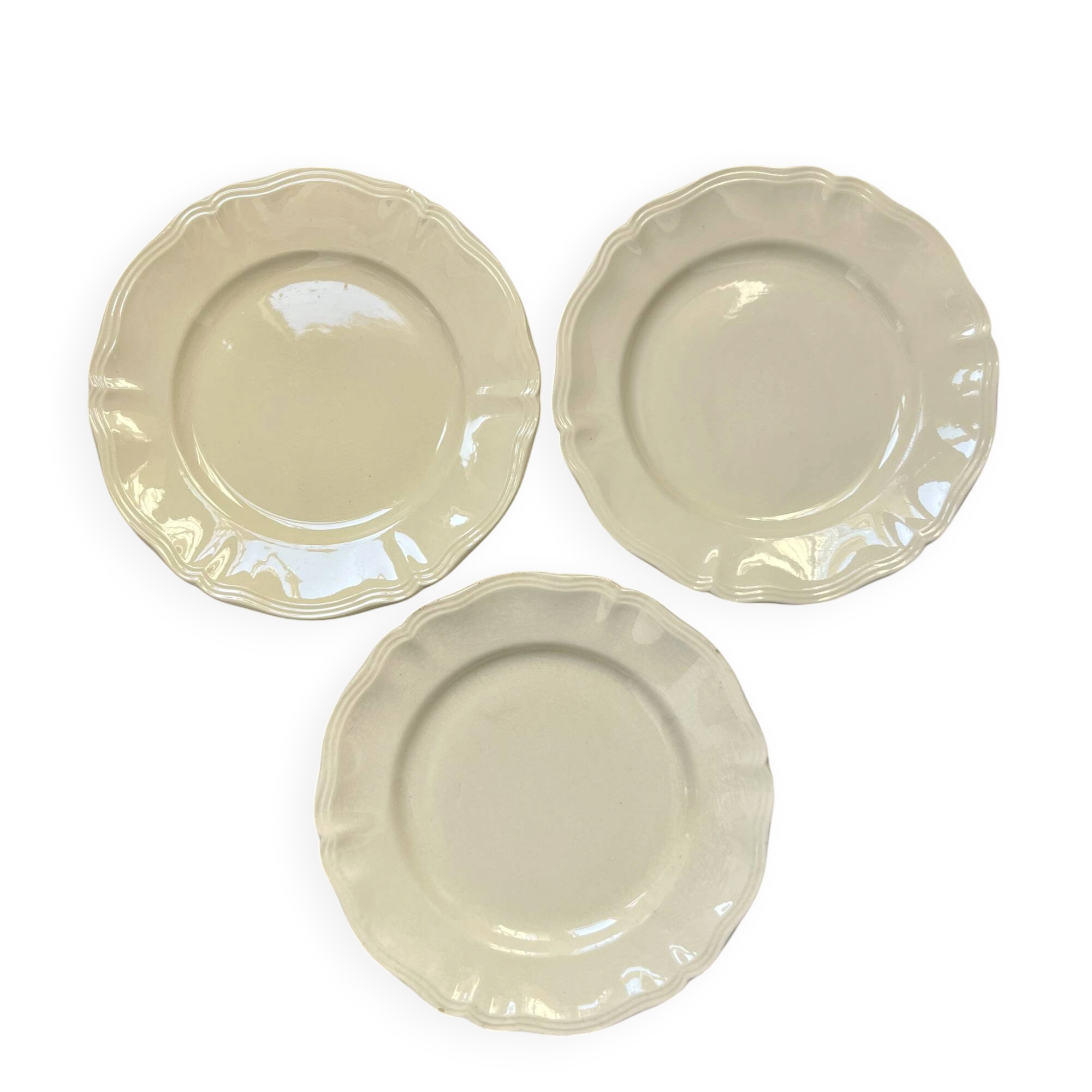 Set de 3 assiettes plates ivoire Digoin Sarreguemines