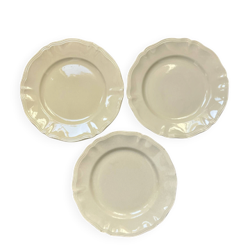 Set de 3 assiettes plates ivoire Digoin Sarreguemines