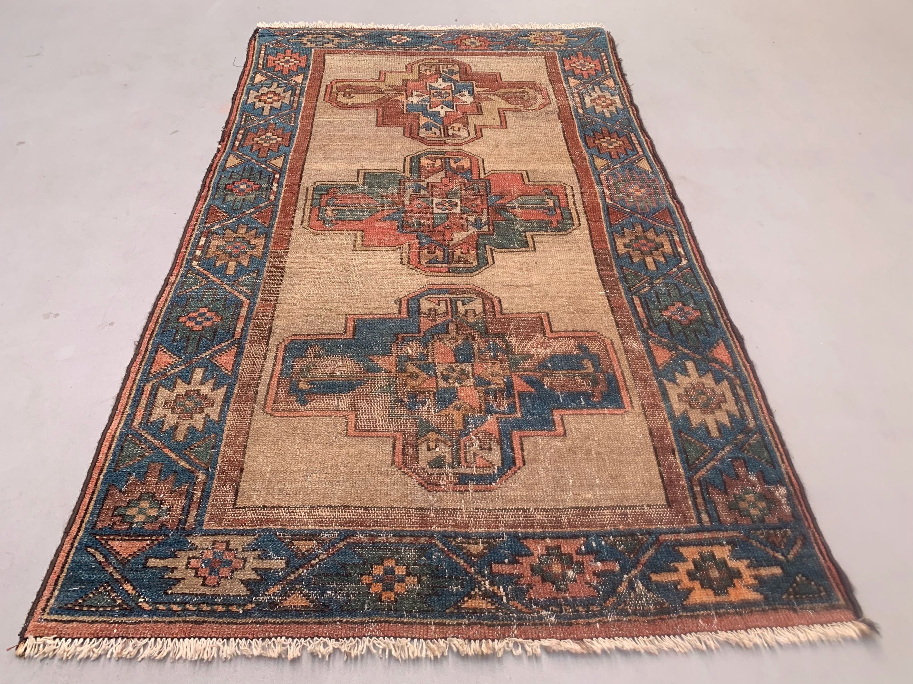 Antique caucasian rug 155x88 cm vintage, wool, red