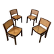 Lot 4 wooden and cane chairs Baumann design symphony model 70s vintage