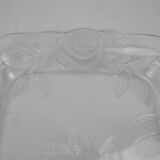 Plateau verre décor roses vintage french glass tray