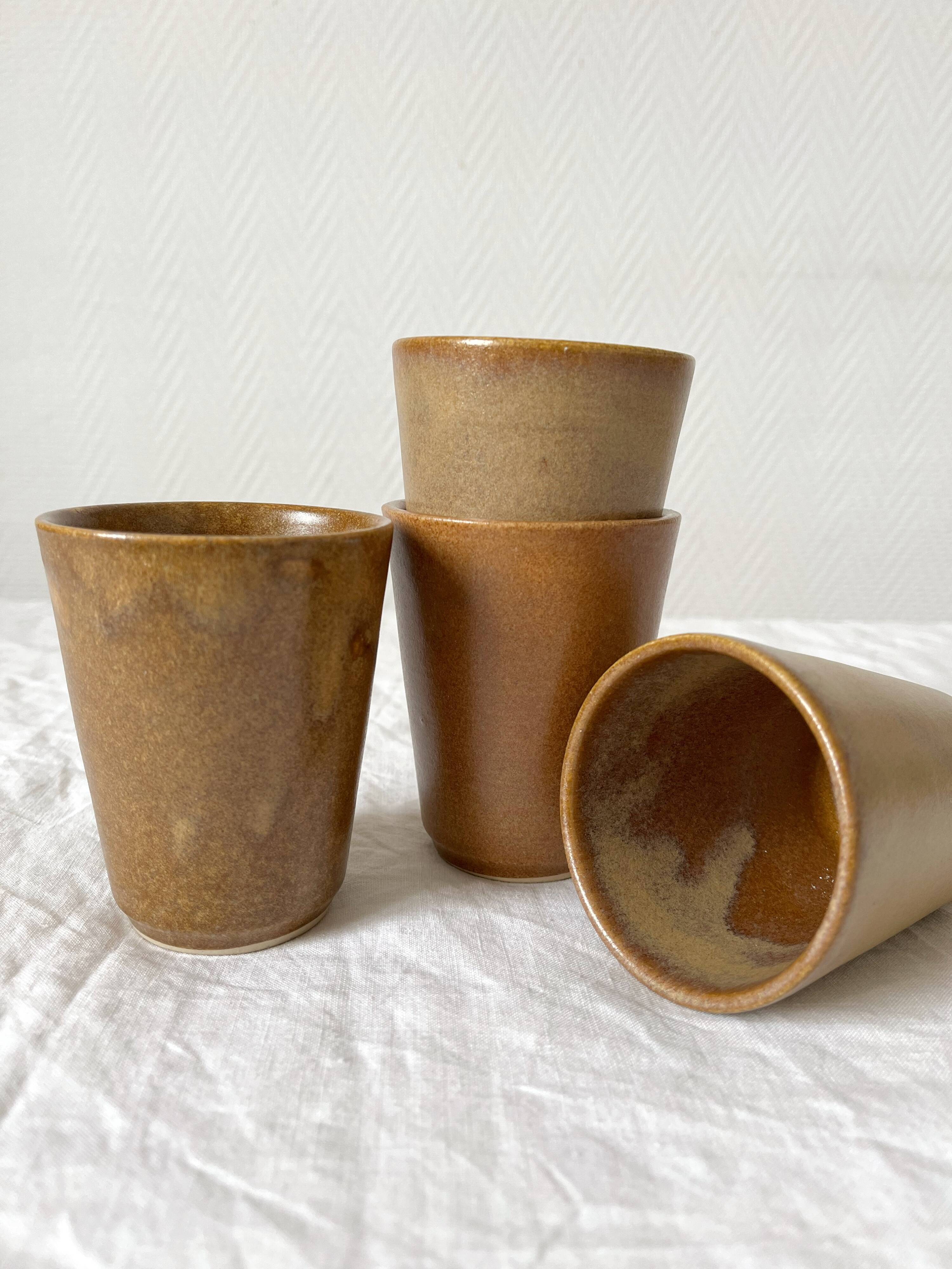 4 gobelets en grès Digoin vintage