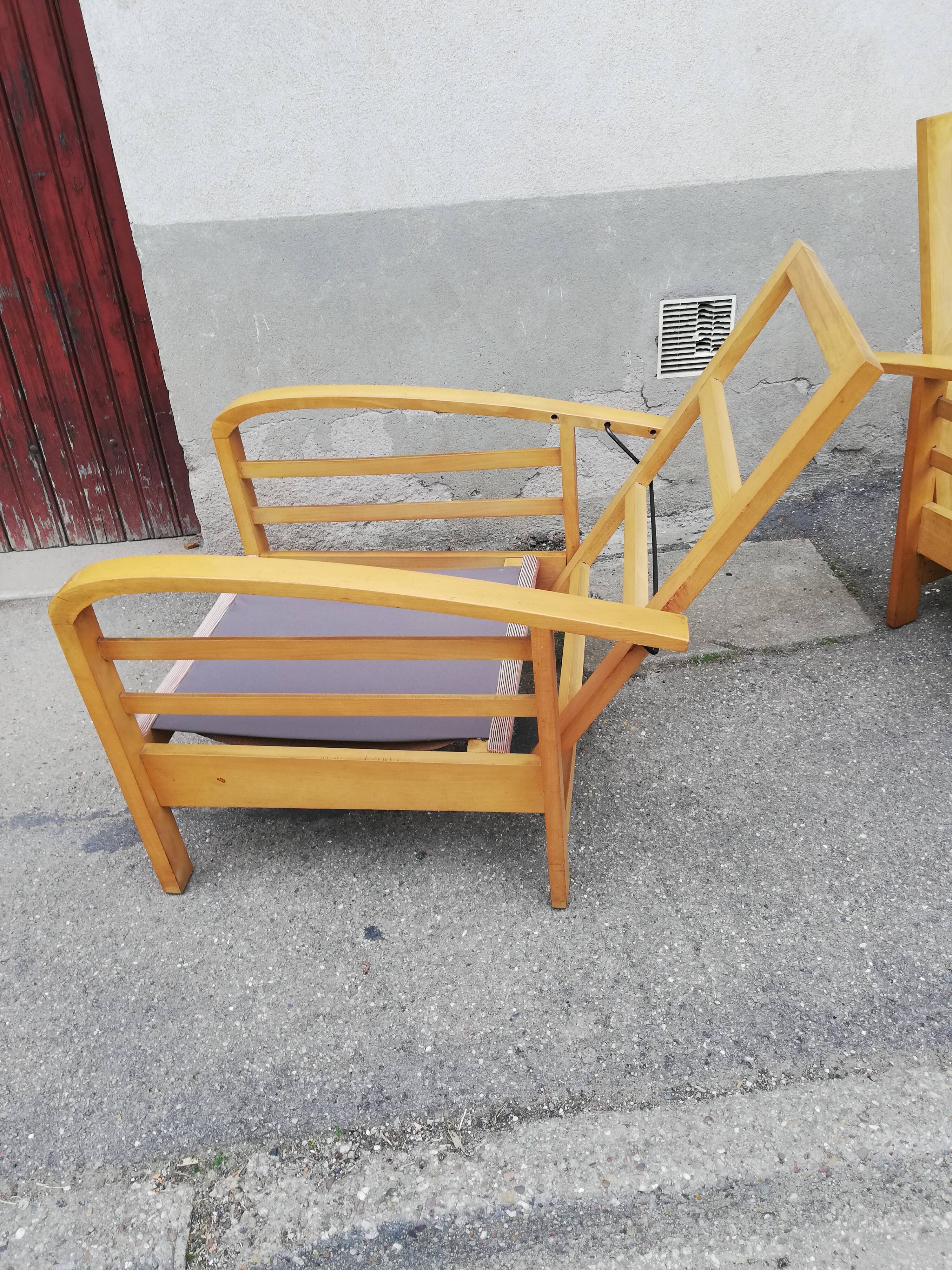 Pair of armchairs year 50 adjustable back