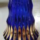 Walther Glas Design Vase, Graphic shape with golden flamed tips. Blown art glass, cobalt blue. Height 25 cm