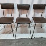 3 kitchen chairs from 1970, brown skaï