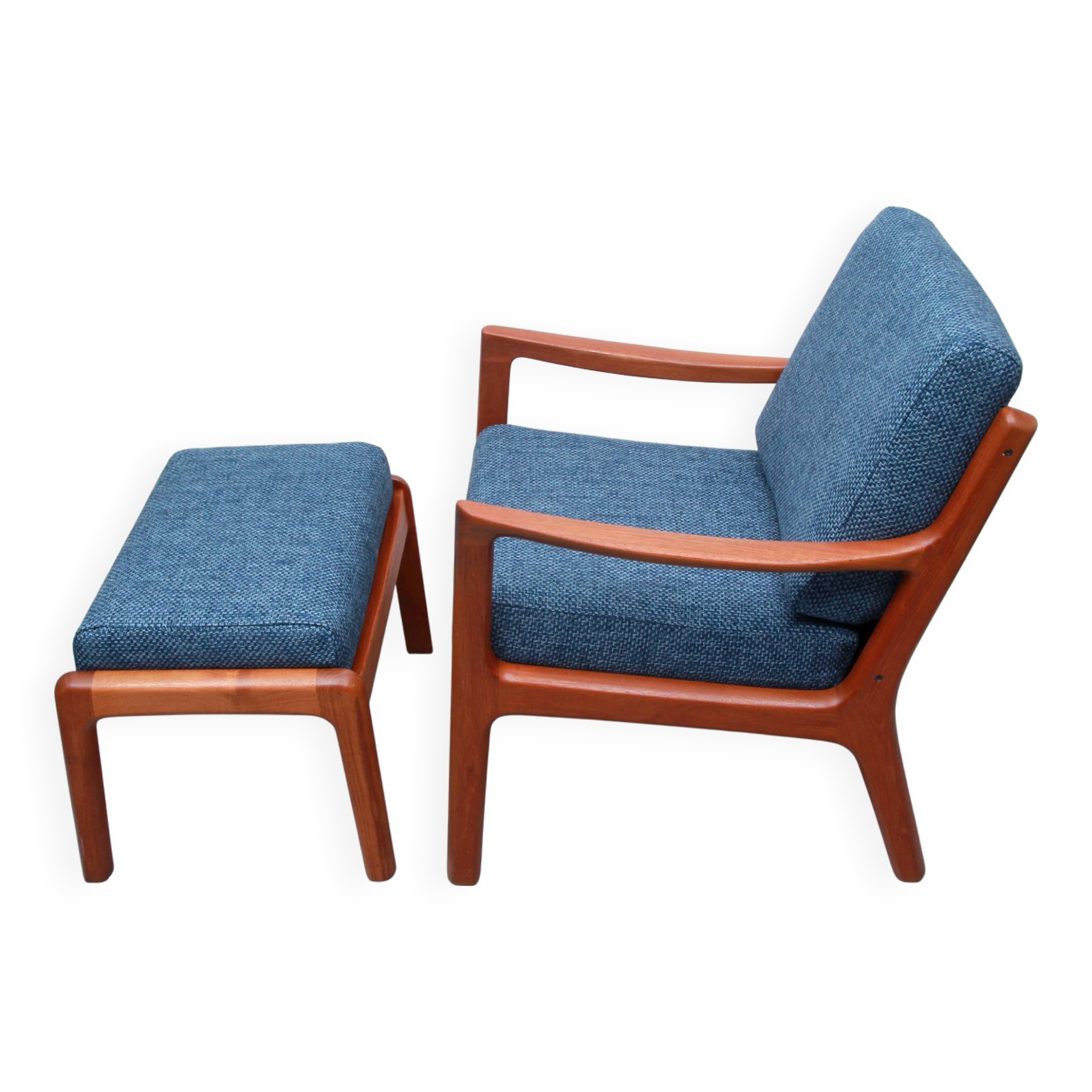 1960s armchair + ottomane teak, Ole Wanscher for Cado
