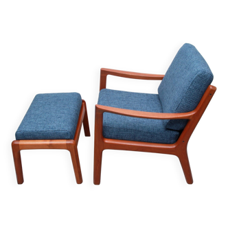 1960s armchair + ottomane teak, Ole Wanscher for Cado