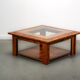 Walnut burl and glass coffee table circa 1980
