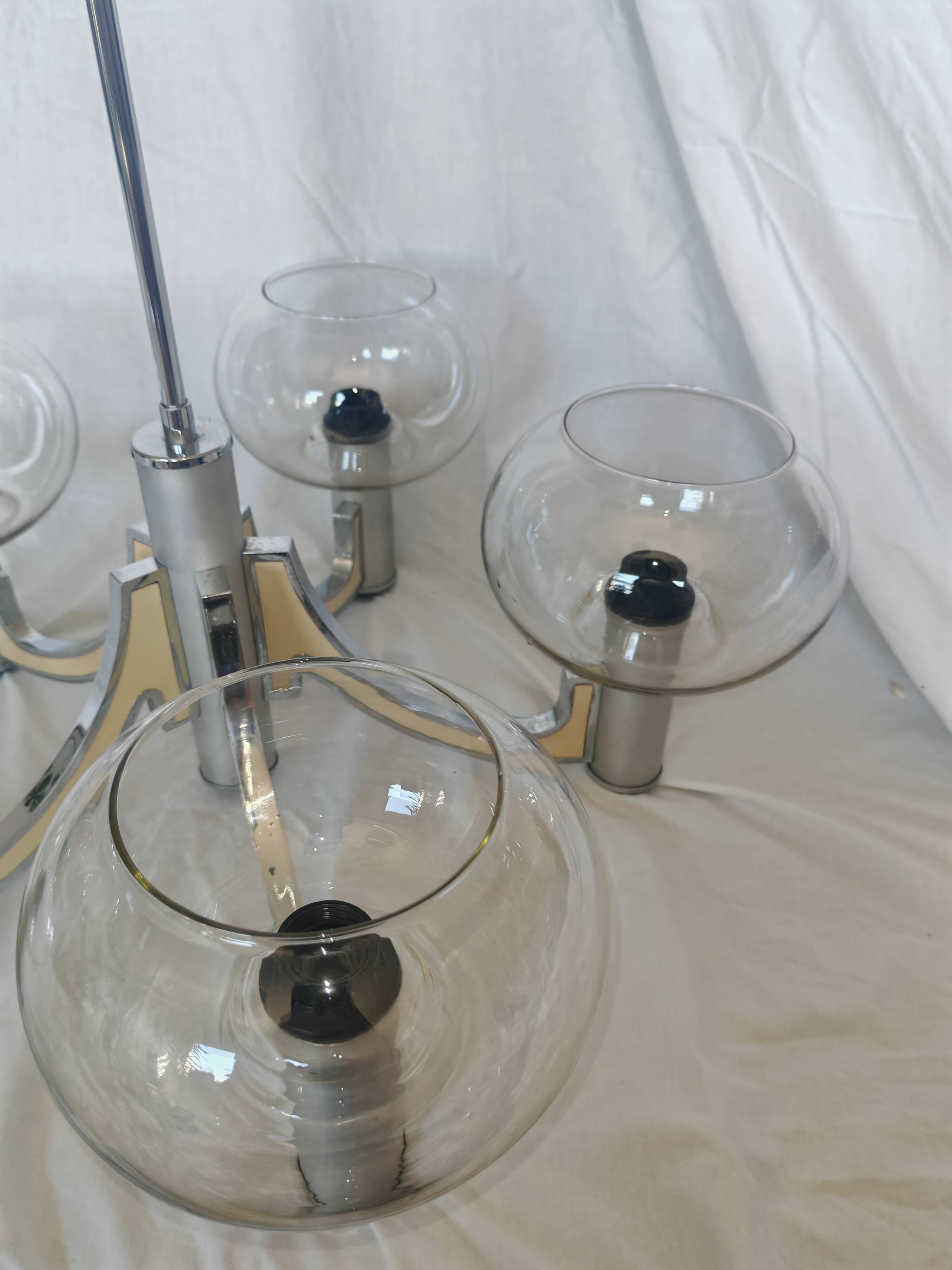 5-branched chandelier by Sciolari, Italy, space age, 1970