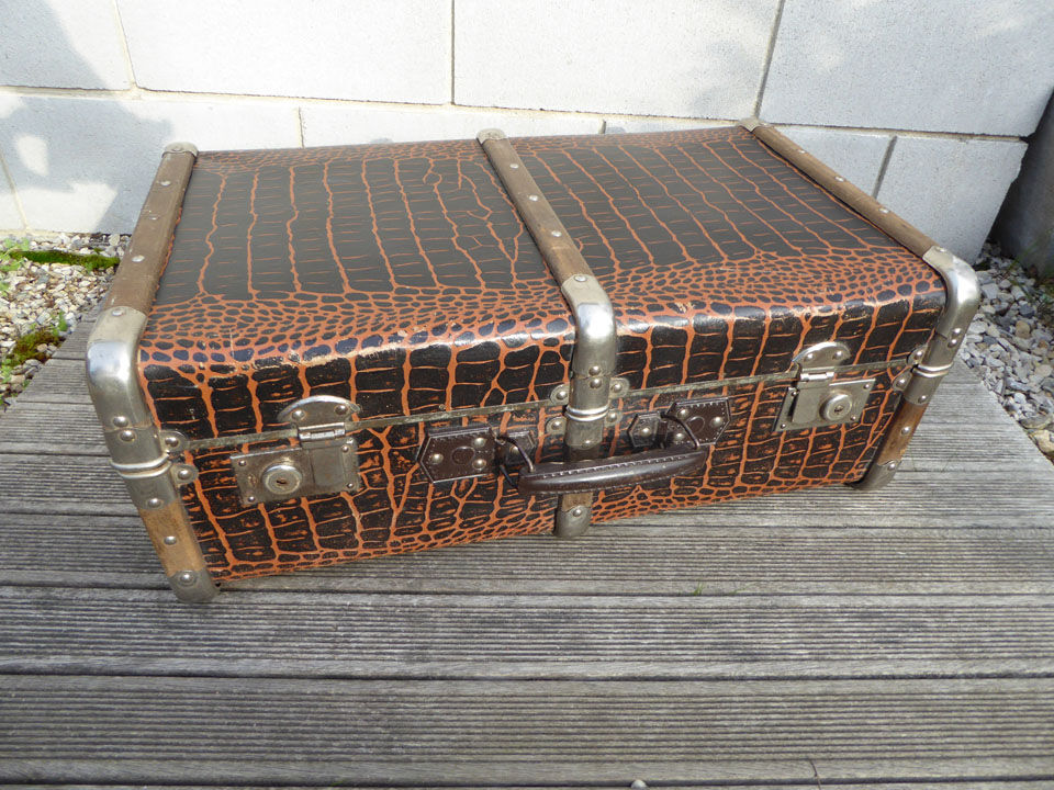Croco print trunk suitcase